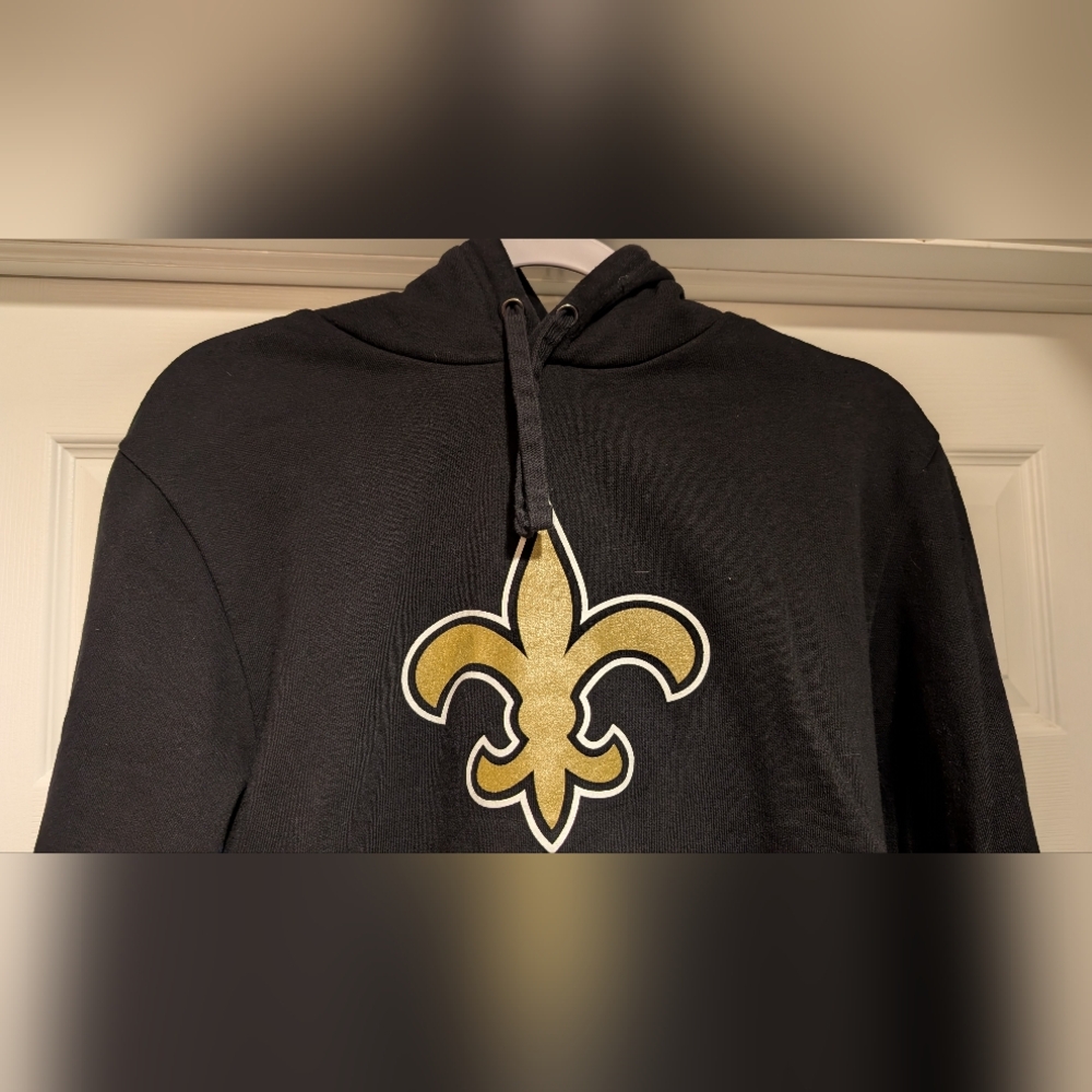 New Orleans Saints Fanatics NFL Black Hoodie Size Medium Cotton Polyester Blend - Picture 7 of 14